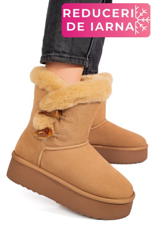 Cizme camel piele naturala intoarsa 1s77279