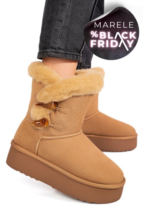 Cizme camel piele naturala intoarsa 1s77279