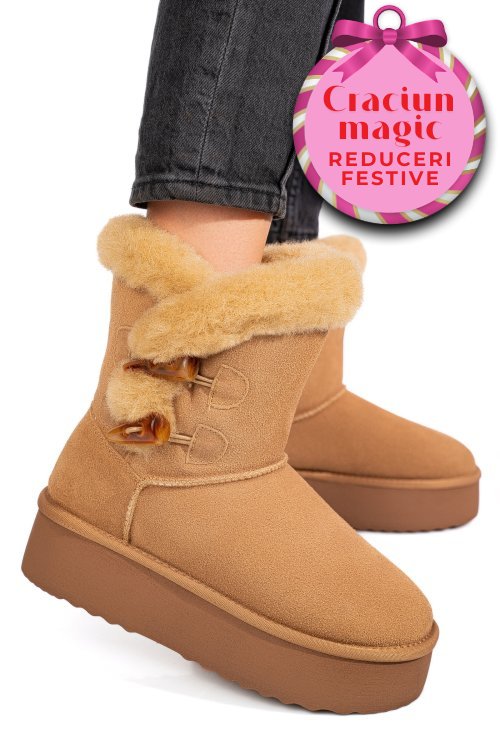 Cizme camel piele naturala intoarsa 1s77279