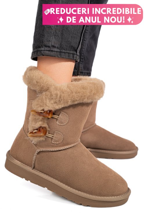 Cizme taupe piele naturala intoarsa 1s77229