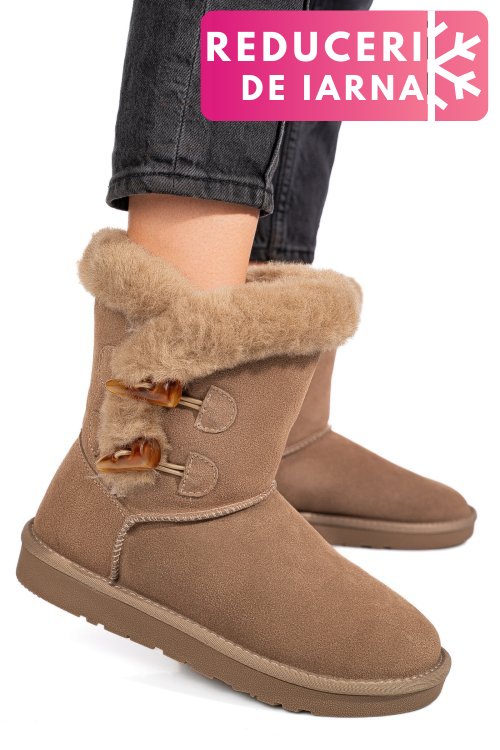 Cizme taupe piele naturala intoarsa 1s77229