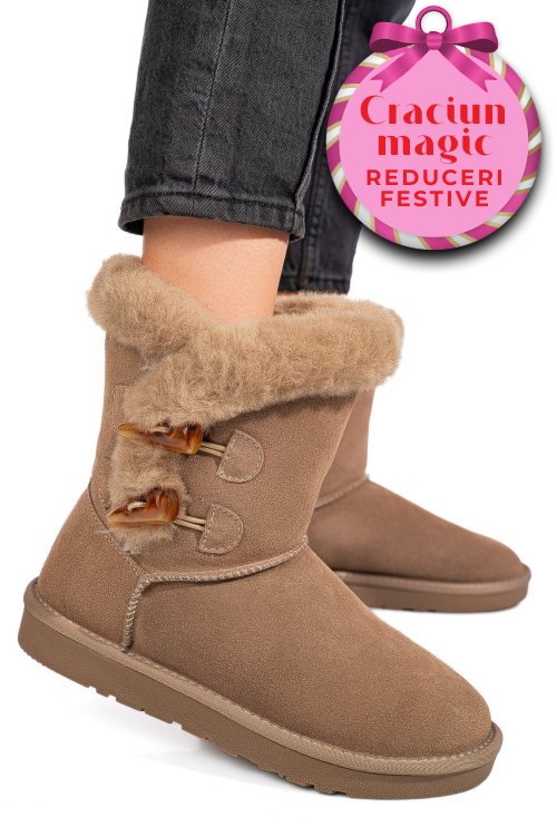 Cizme taupe piele naturala intoarsa 1s77229