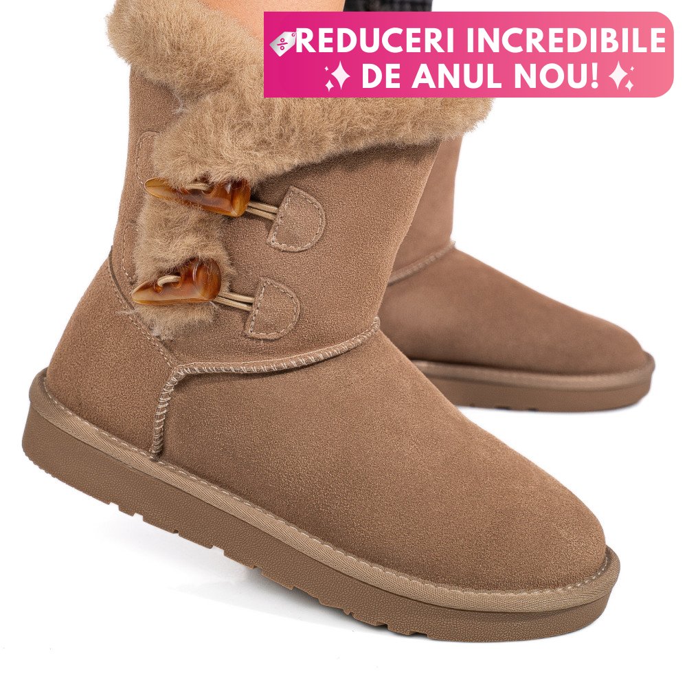 CIZME TAUPE PIELE NATURALA INTOARSA 1S77229