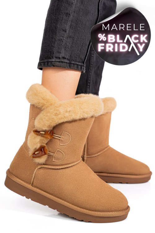 Cizme camel piele naturala intoarsa 1s77229