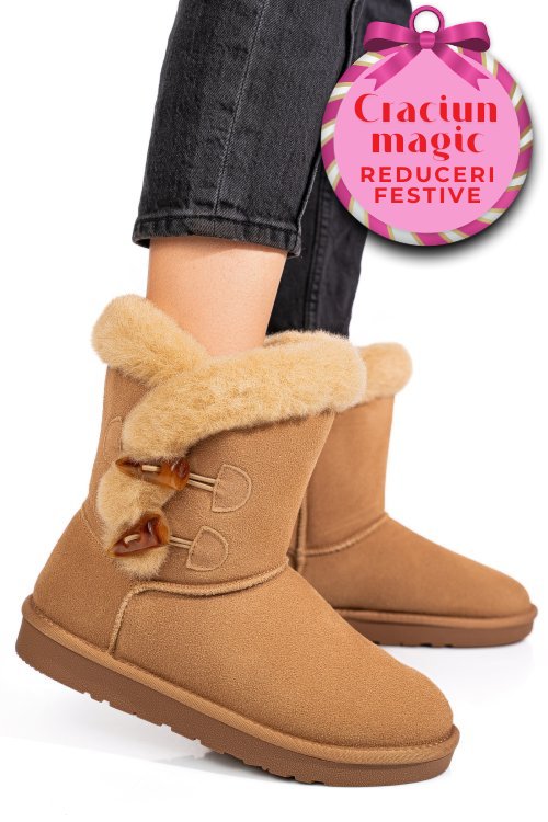 Cizme camel piele naturala intoarsa 1s77229