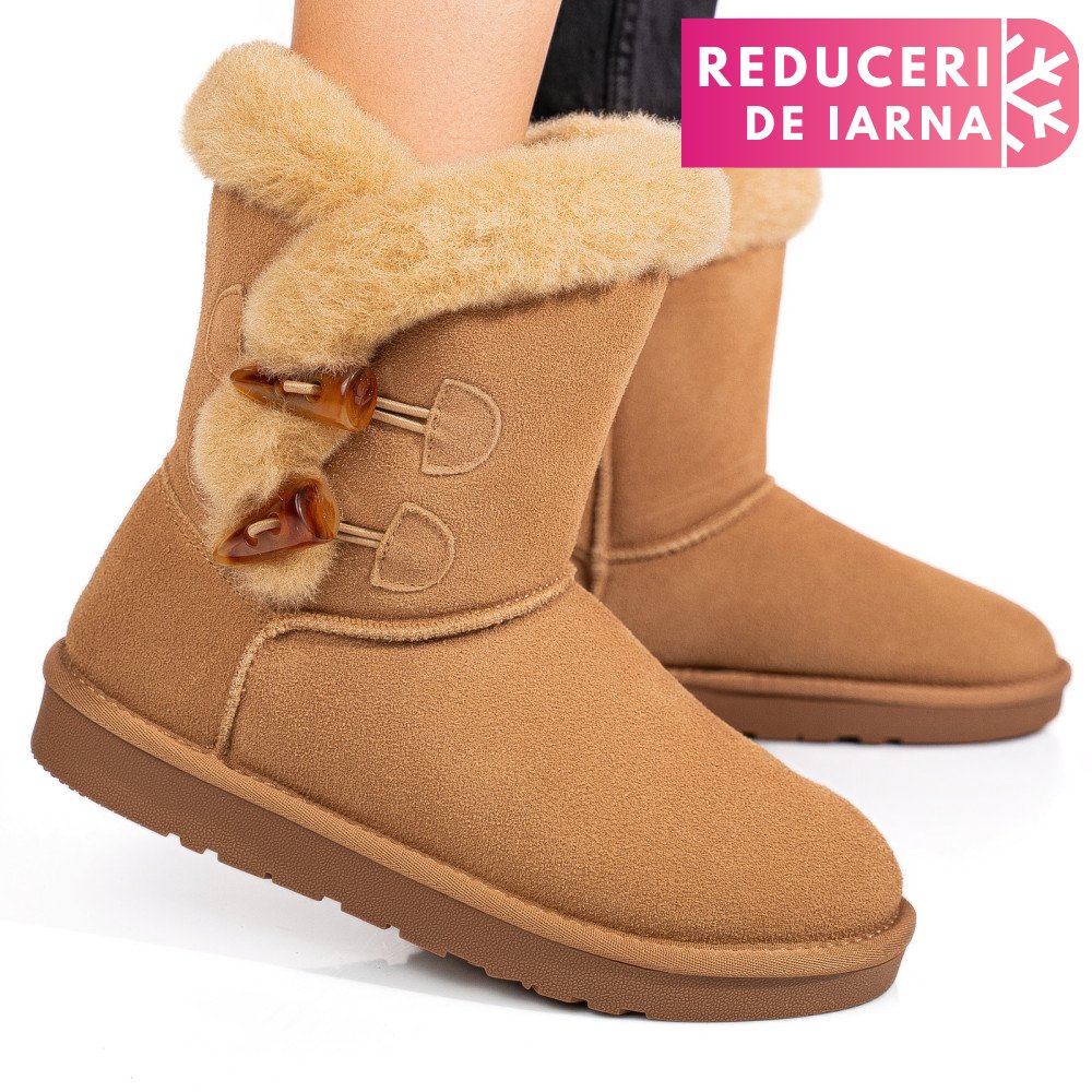 CIZME CAMEL PIELE NATURALA INTOARSA 1S77229