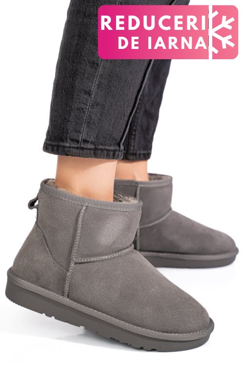 Cizme dama imblanite piele naturala intoarsa gri is771201