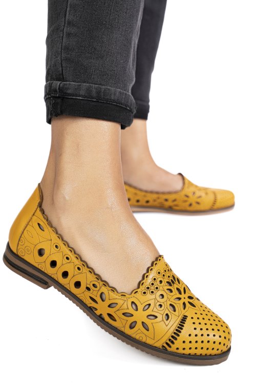 Balerini galbeni piele naturala apck2030