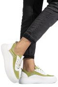 PANTOFI SPORT ALB VERDE PIELE NATURALA 1PC0002