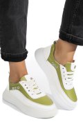 PANTOFI SPORT ALB VERDE PIELE NATURALA 1PC0002