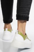 PANTOFI SPORT ALB VERDE PIELE NATURALA 1PC0002