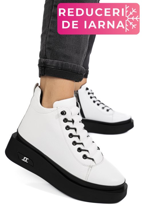 Ghete albe piele naturala 3pc113