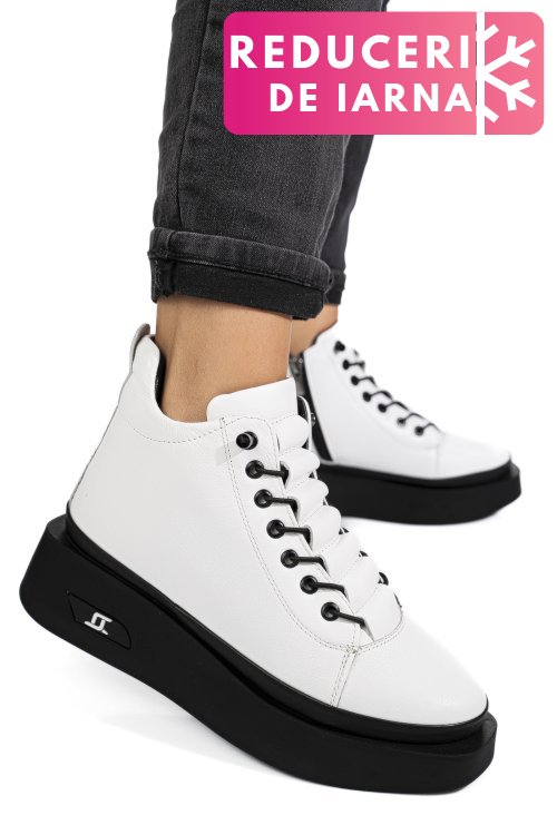 Ghete albe piele naturala 3pc113