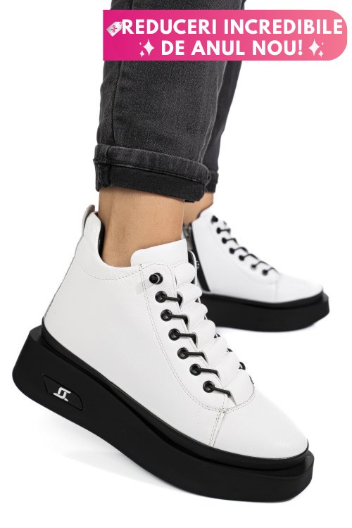 Ghete albe piele naturala 3pc113