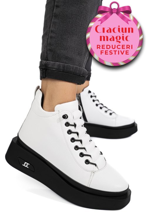 Ghete albe piele naturala 3pc113