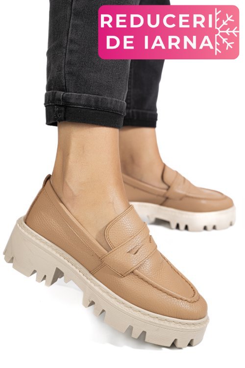 Mocasini nude piele naturala ipcbm024