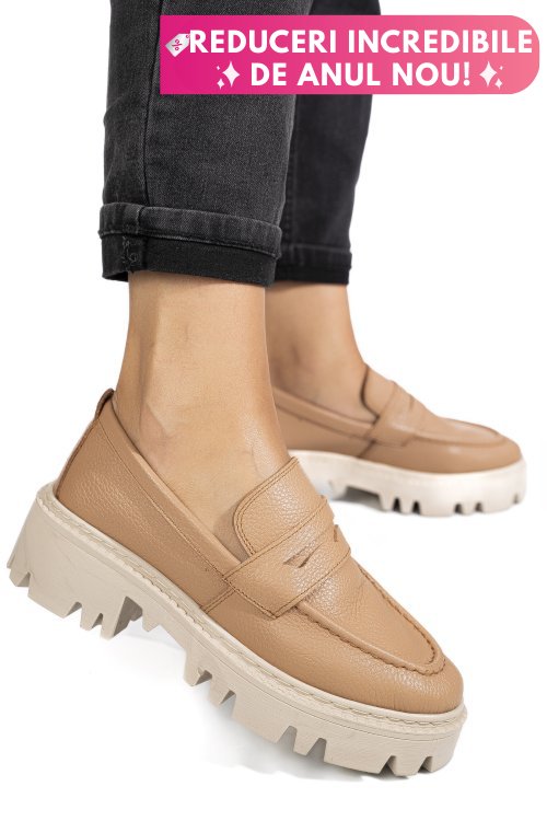 Mocasini nude piele naturala ipcbm024