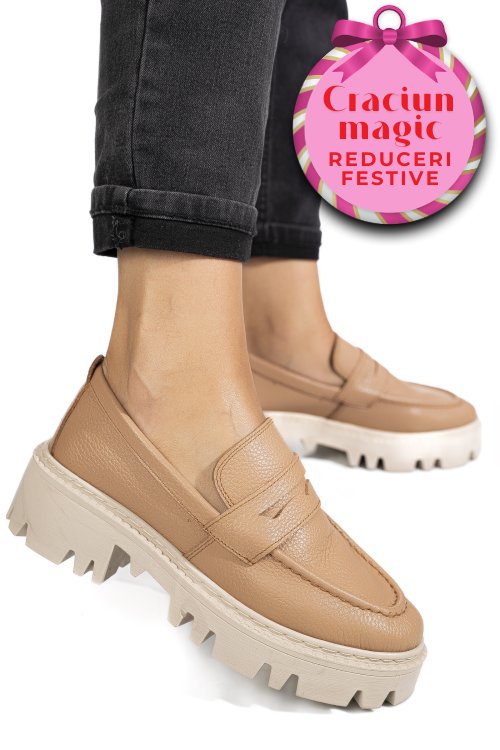 Mocasini nude piele naturala ipcbm024