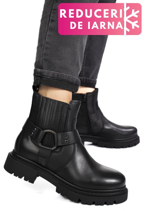 Ghete negre piele naturala wh404h27