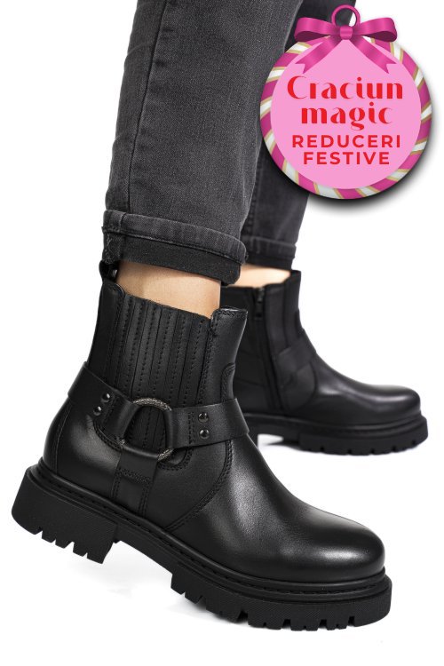 Ghete negre piele naturala wh404h27