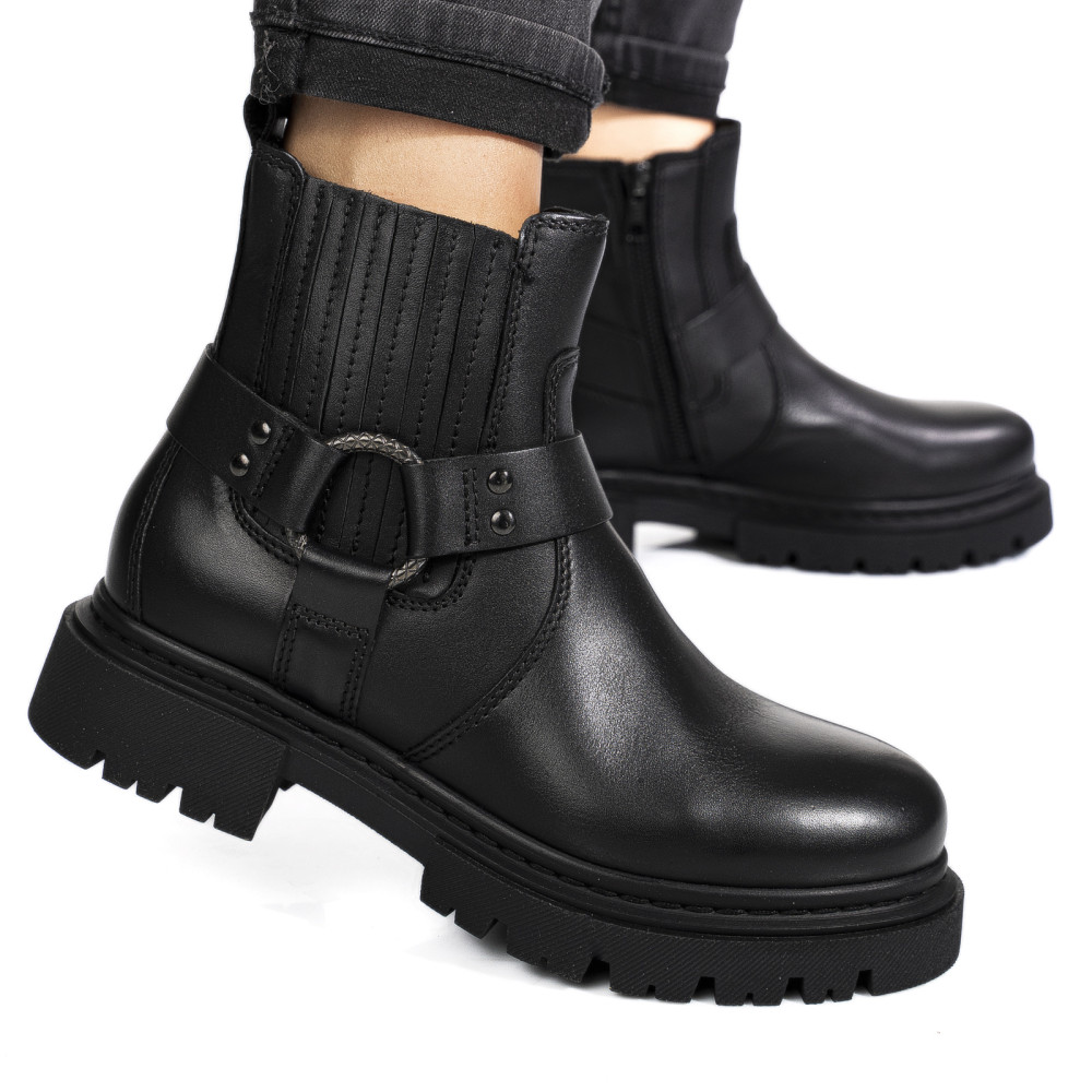 GHETE NEGRE PIELE NATURALA WH404H27