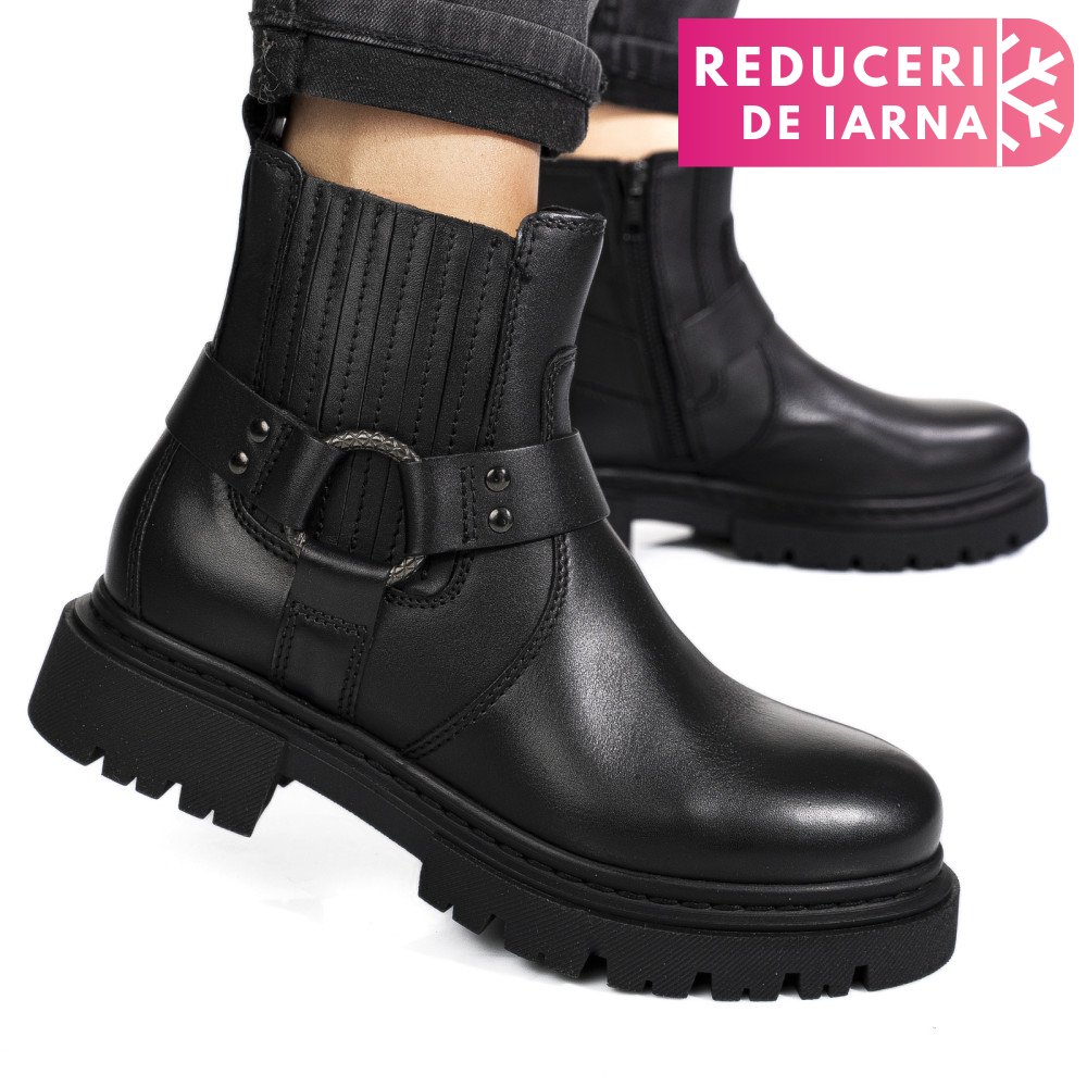 GHETE NEGRE PIELE NATURALA WH404H27