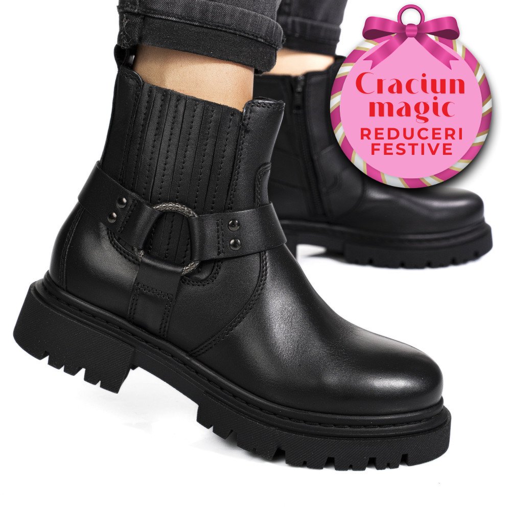 GHETE NEGRE PIELE NATURALA WH404H27