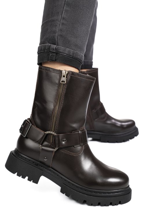 Ghete maro inchis piele naturala wh404h26