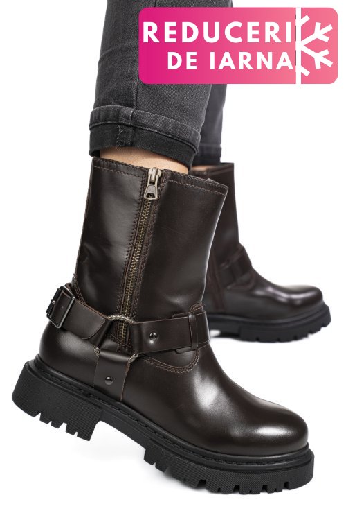 Ghete maro inchis piele naturala wh404h26