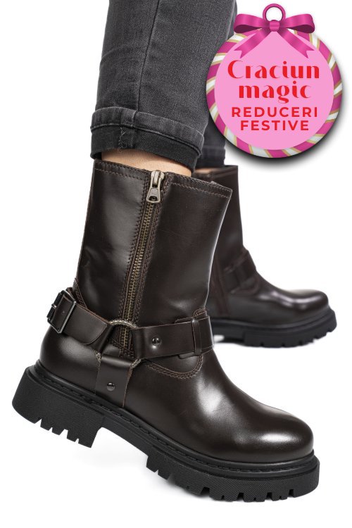 Ghete maro inchis piele naturala wh404h26