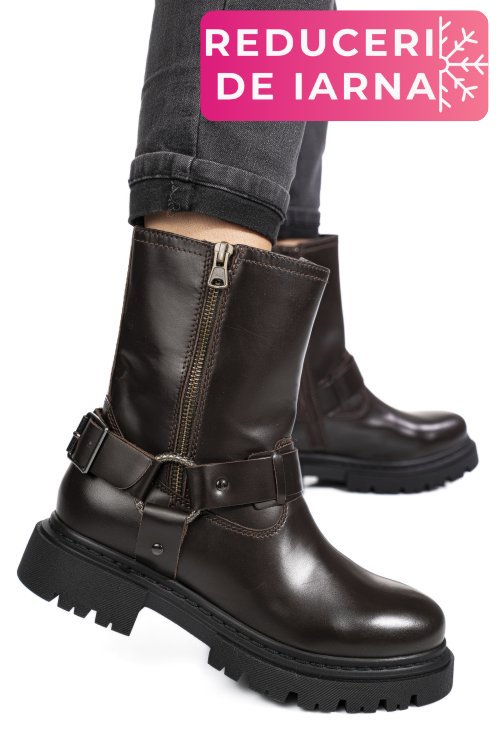 Ghete maro inchis piele naturala wh404h26