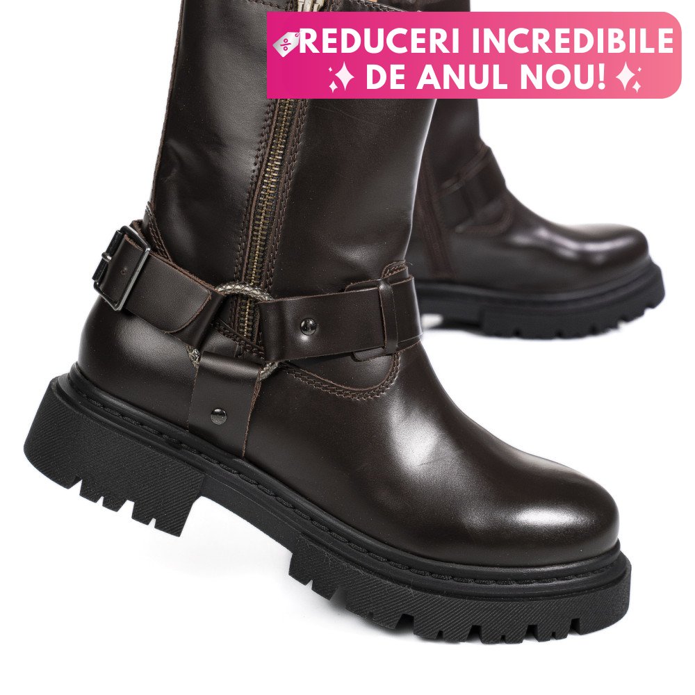 GHETE MARO INCHIS PIELE NATURALA WH404H26