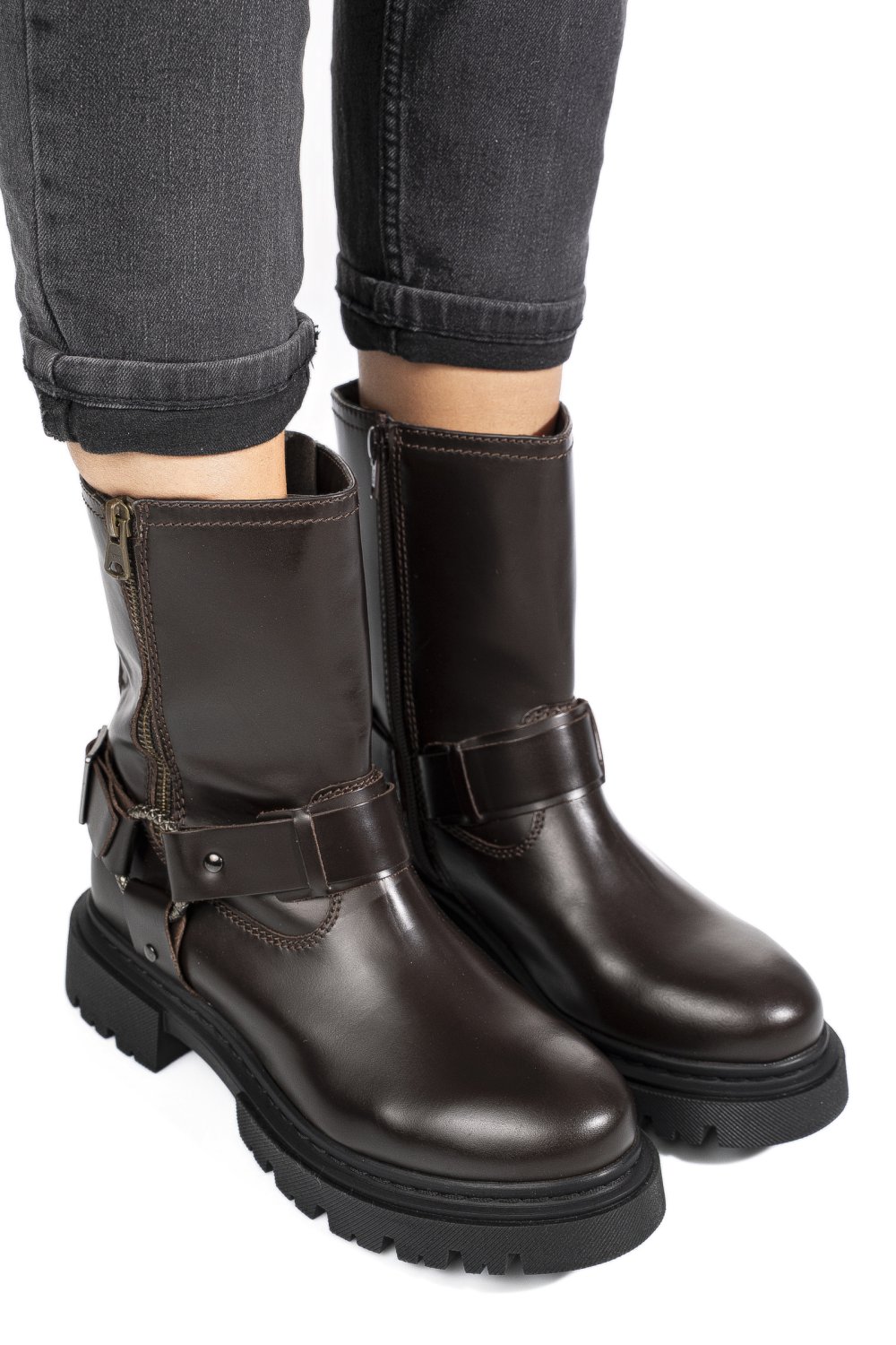 GHETE MARO INCHIS PIELE NATURALA WH404H26