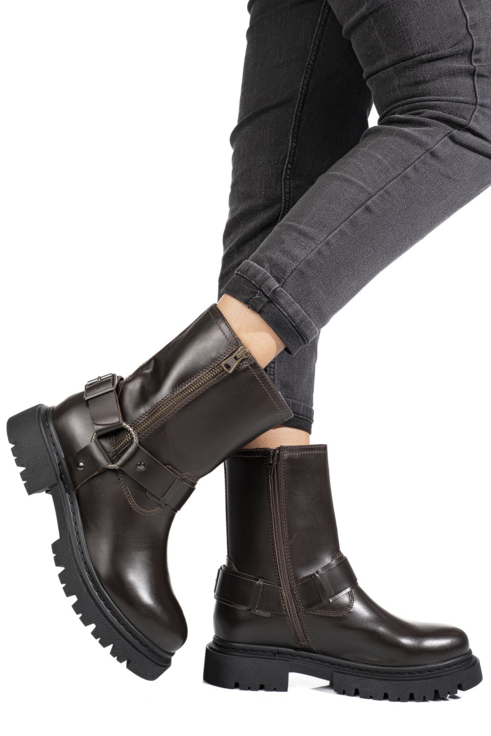 GHETE MARO INCHIS PIELE NATURALA WH404H26