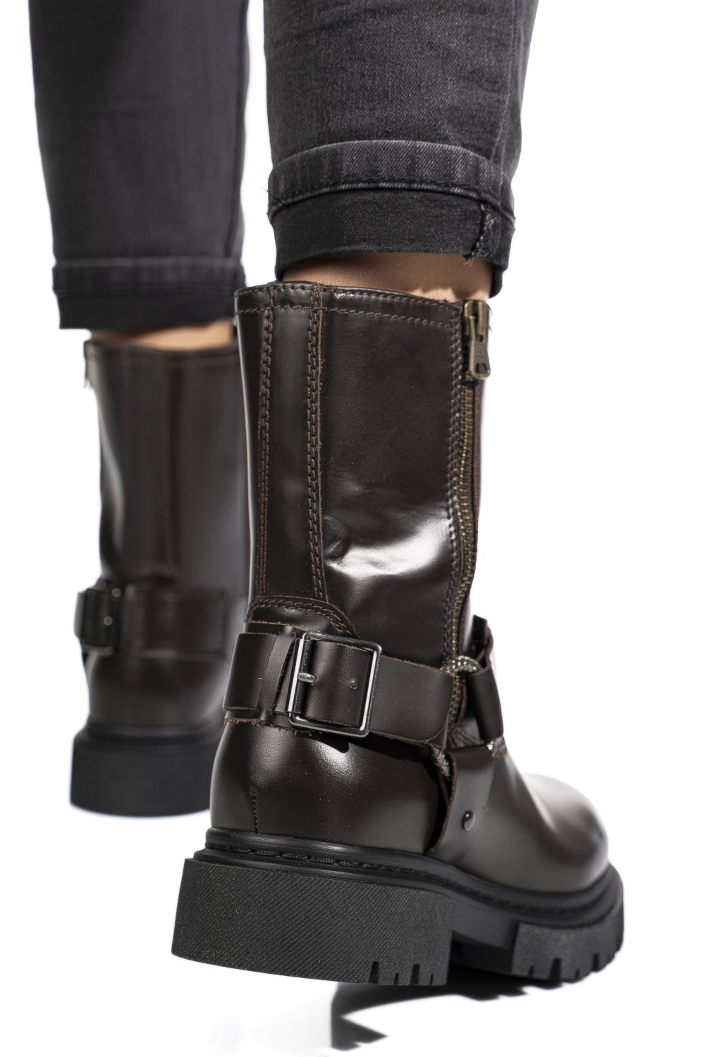 GHETE MARO INCHIS PIELE NATURALA WH404H26