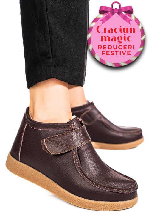 Ghete brown piele naturala 9sp601-2