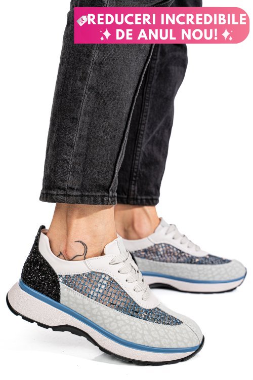 Pantofi sport gri piele naturala gspo098