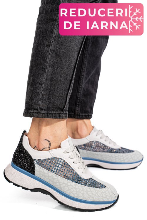 Pantofi sport gri piele naturala gspo098