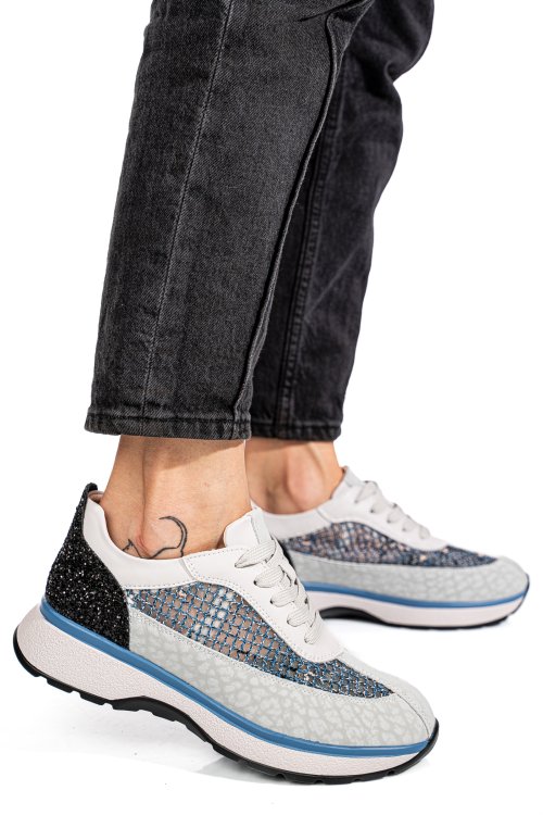 Pantofi sport gri piele naturala gspo098