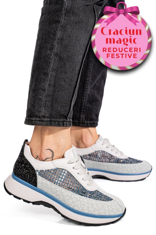 Pantofi sport gri piele naturala gspo098