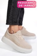 PANTOFI SPORT BEJ PIELE NATURALA  INTOARSA FSP002472