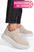 PANTOFI SPORT BEJ PIELE NATURALA  INTOARSA FSP002472