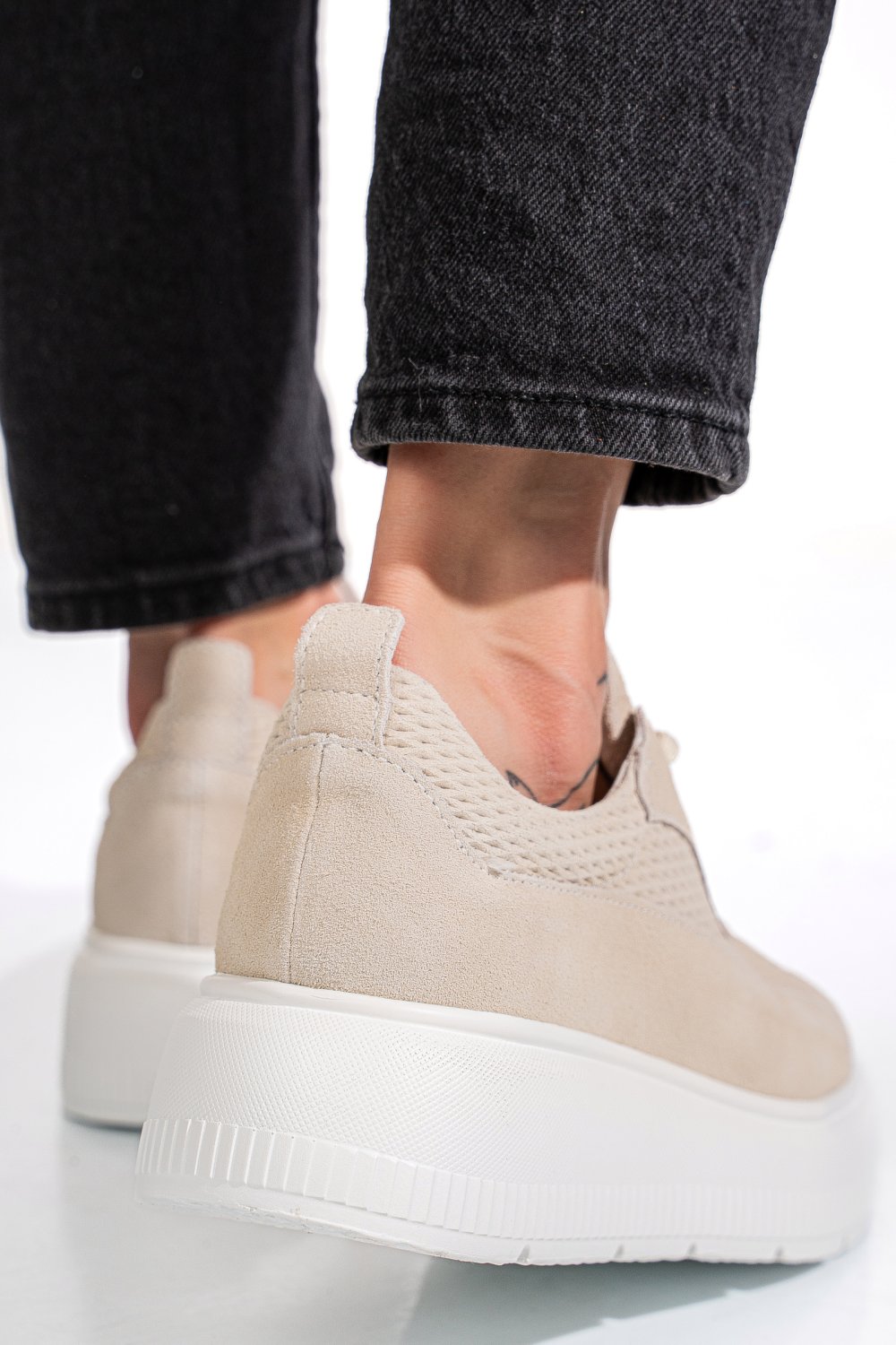 PANTOFI SPORT BEJ PIELE NATURALA  INTOARSA FSP002472