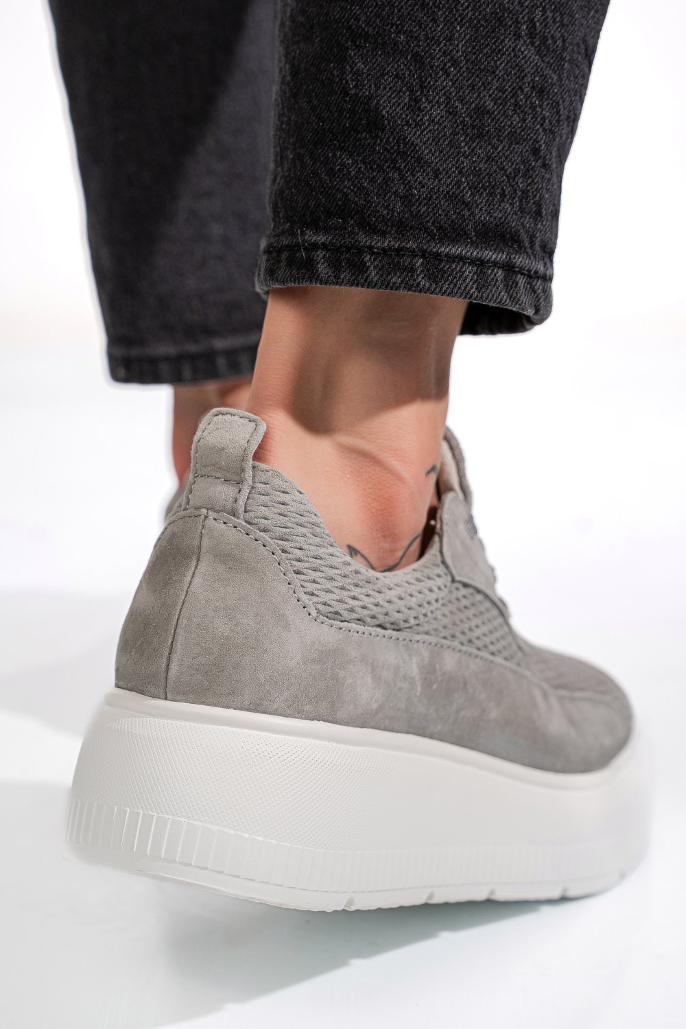 PANTOFI SPORT GRI PIELE NATURALA  INTOARSA FSP002472