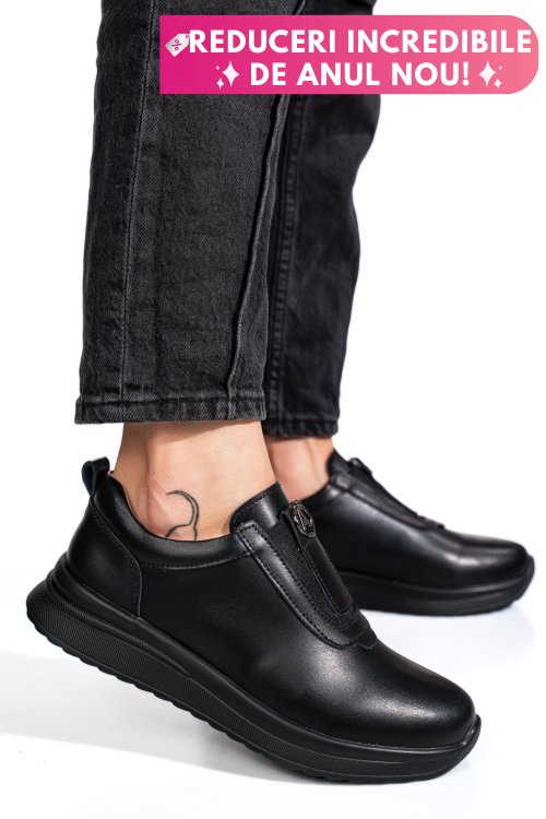 Pantofi sport negri piele naturala tsp6090