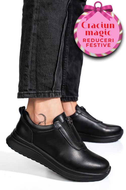 Pantofi sport negri piele naturala tsp6090