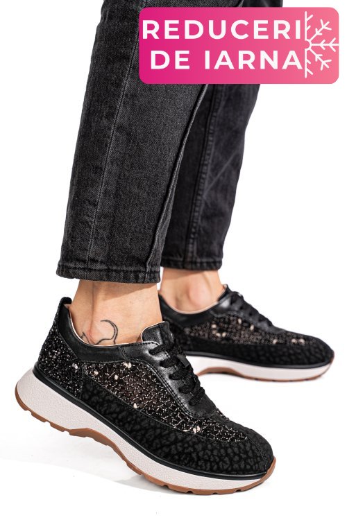 Pantofi sport negri piele naturala gspo098