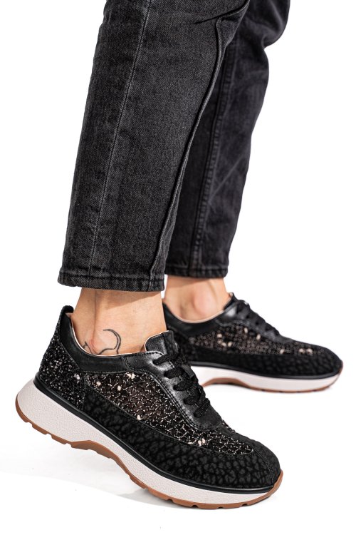 Pantofi sport negri piele naturala gspo098