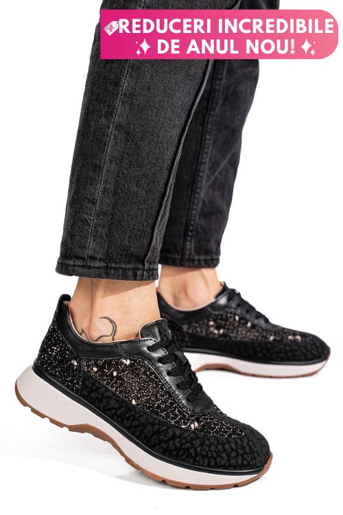 Pantofi sport negri piele naturala gspo098