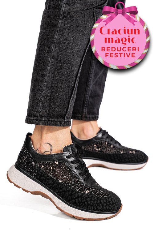 Pantofi sport negri piele naturala gspo098